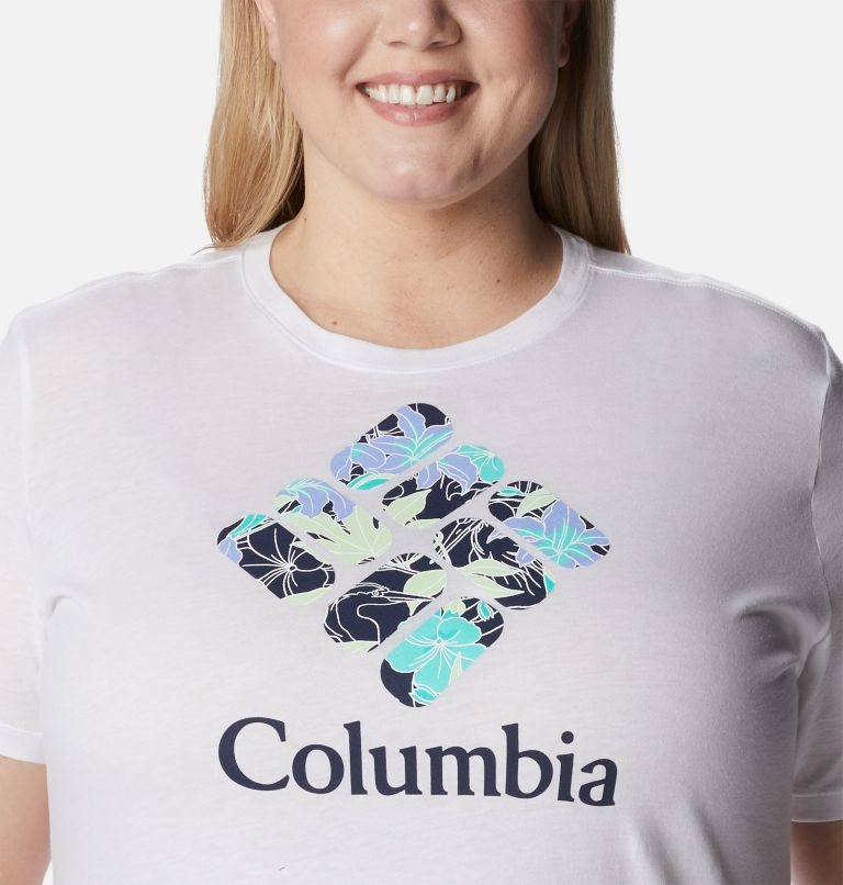 Tricouri Columbia Bluebird Day Relaxed Crew Neck Dama Albi | Plus Size FO7A1QSZ0